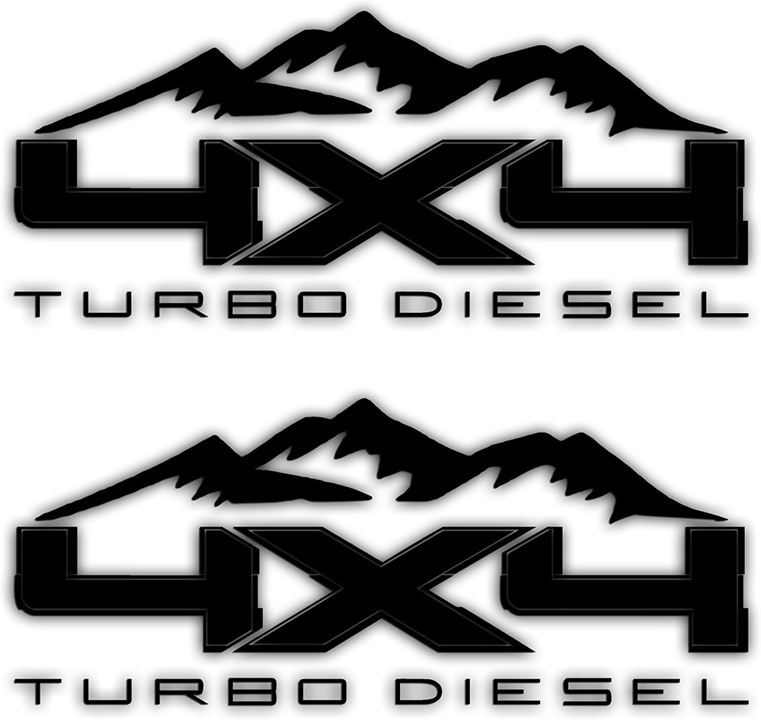 4X4 Turbo Diesel Mountain Bedside Vinyl Decal for Ford Trucks Gloss Black
