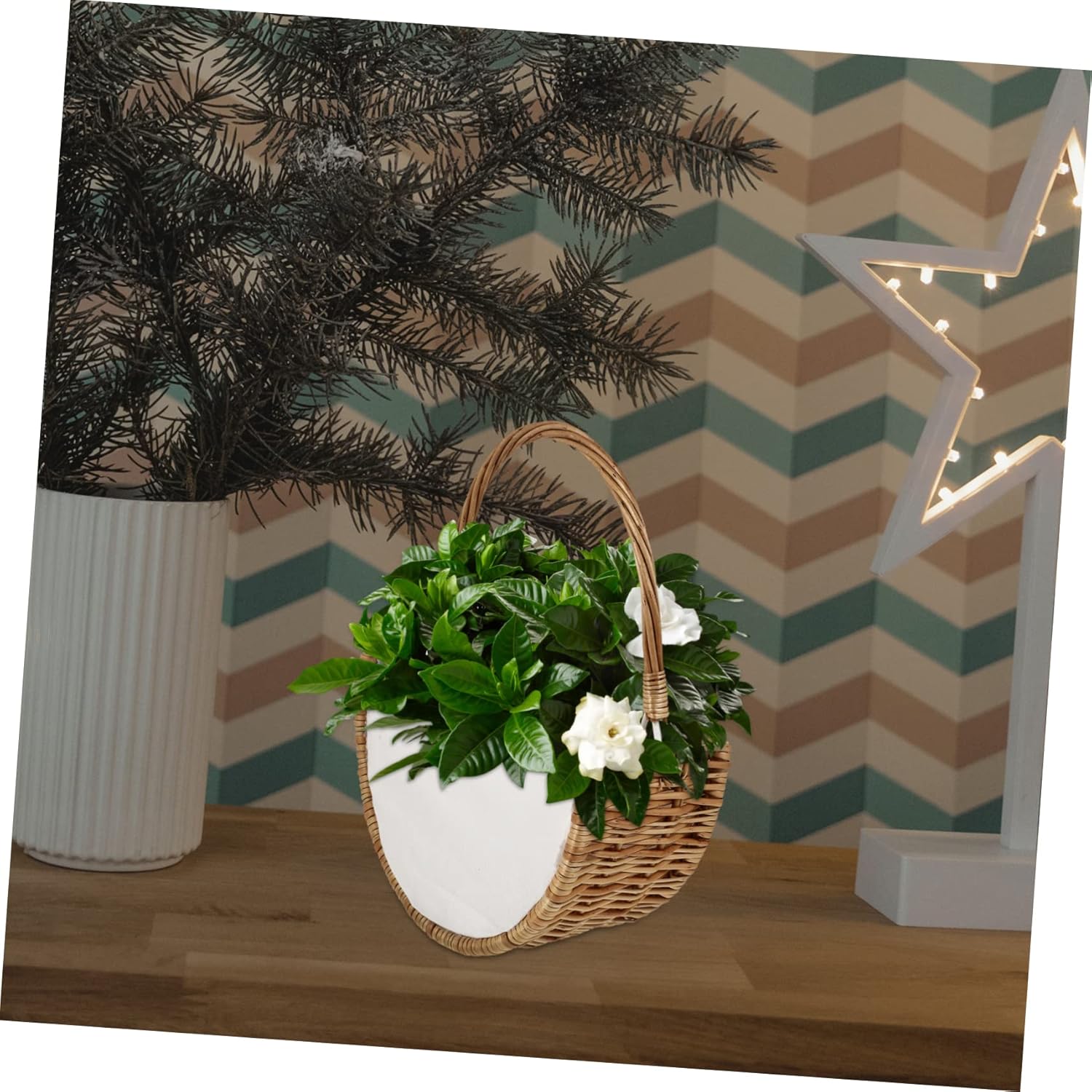 Yardwe 2 Pcs Storage Basket Wicker Bread Basket Easter Basket Decoraciones para Salas De Casa Seagrass Wicker Woven Basket Hanging Plant Pot Basket