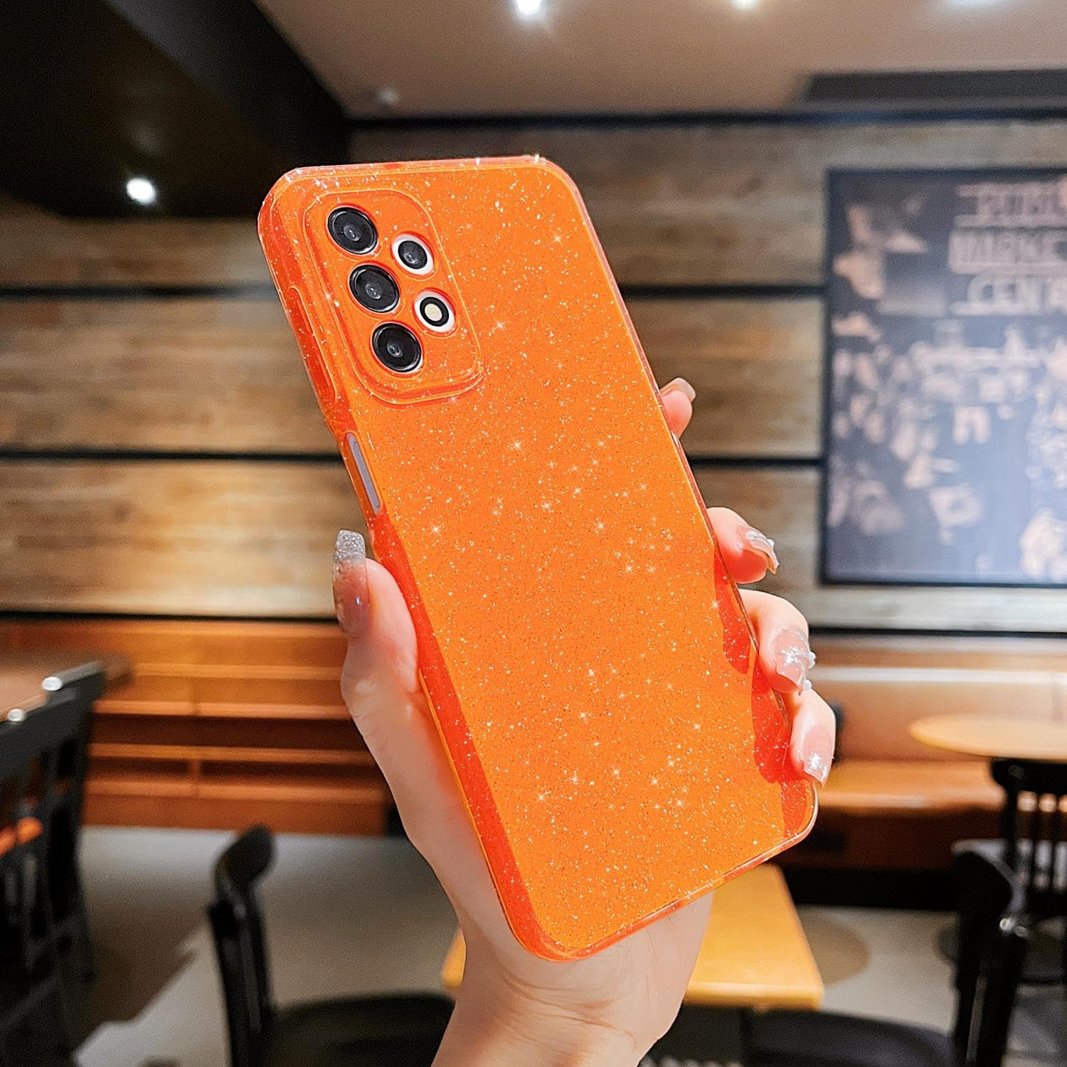 MINSCOSE Funda compatible con Samsung Galaxy A32 5G, bonita funda delgada con purpurina fina, a prueba de golpes, de TPU para mujeres y niñas, para