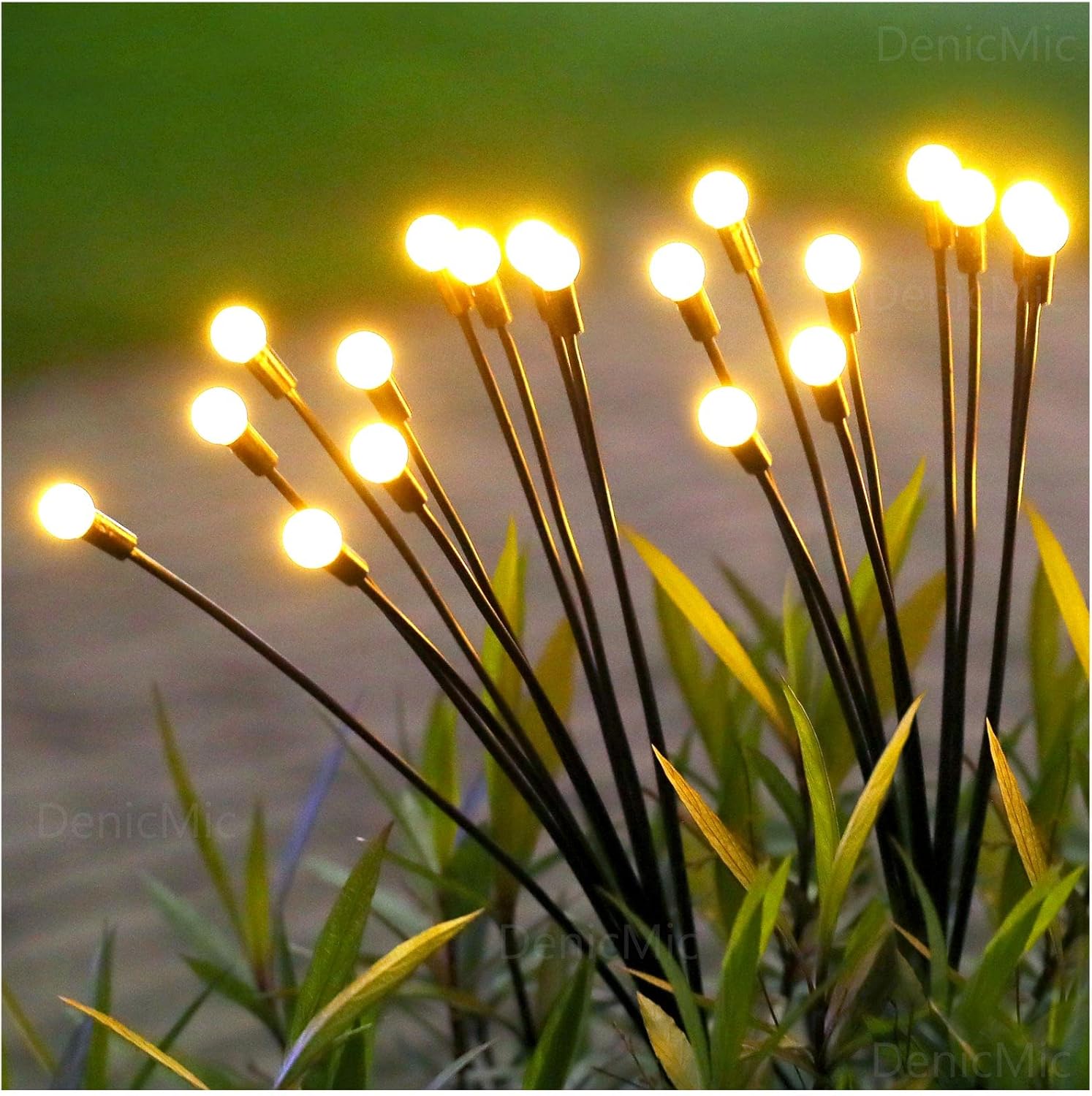 DenicMic Luces solares de jardín al aire libre, 10 luces LED solares de luciérnaga con alambre de cobre altamente flexible, luces solares