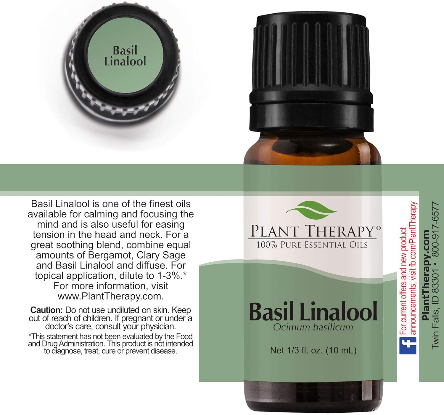 Plant Therapy Aceite esencial de albahaca Linalool 0.3 fl oz (13 oz) 100% puro, sin diluir, grado terapéutico