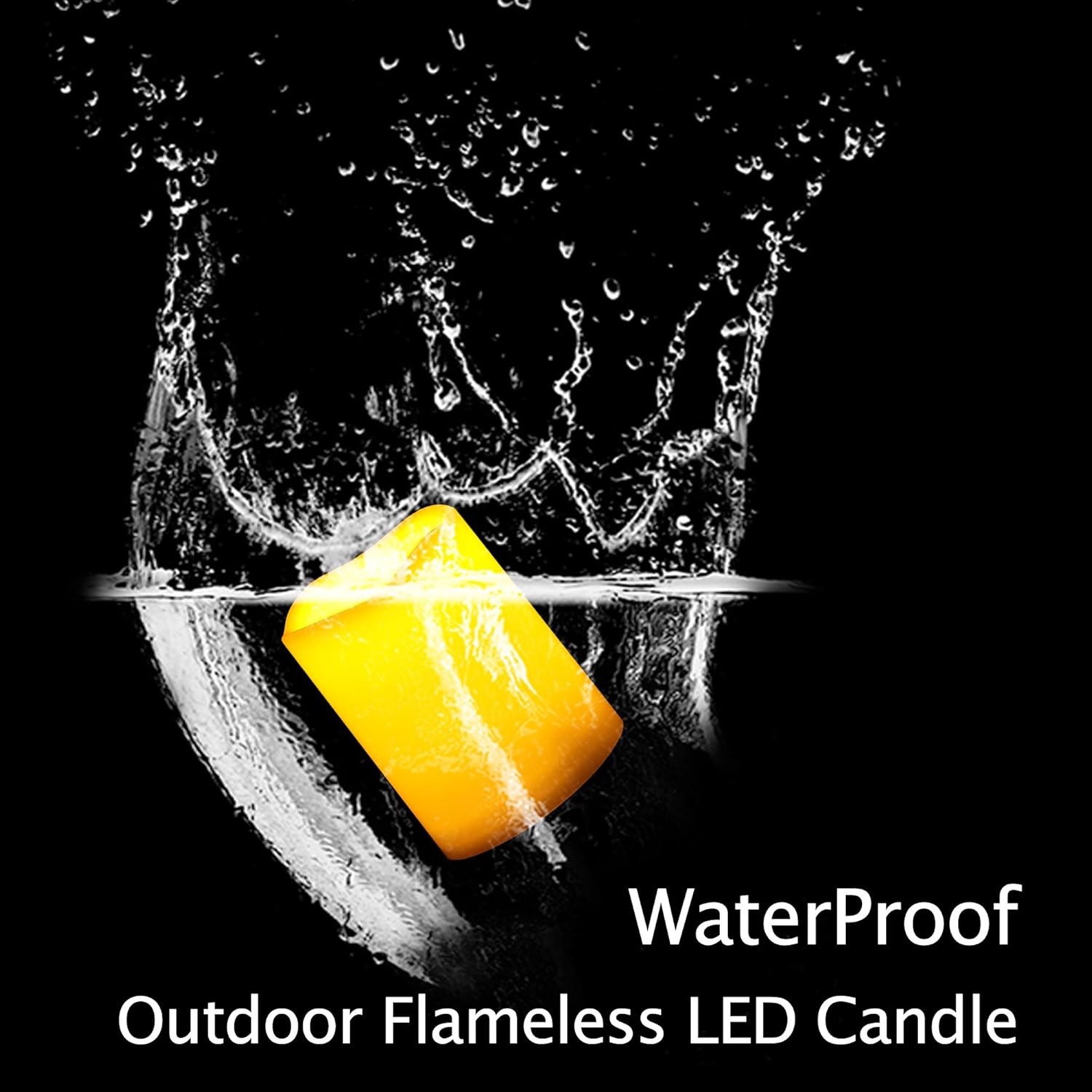 4 velas LED escalonadas sin flama, de pilas, impermeables, para exteriores, con temporizador, luz nocturna parpadeante de resina plástica, para