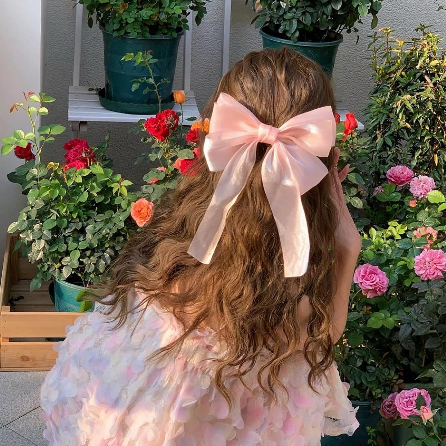 papasgix Lazos para el pelo para mujeres y niñas, clip de lazo con colas largas, lazos para el pelo, cintas para el cabello, accesorios para el