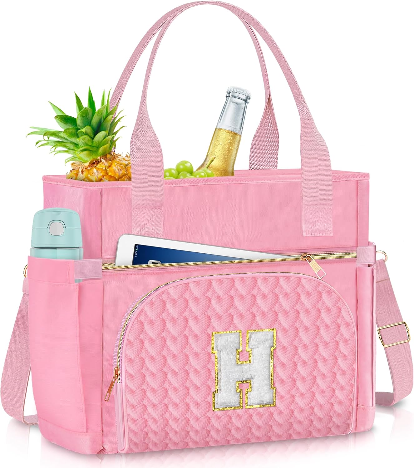 Rosa-H, bolsa de almuerzo reutilizable, adulto, 13 x 10.8 x 5.7 pulgadas, 13 pulgadas de largo x 10.8 pulgadas de ancho x 5.7 pulgadas de alto