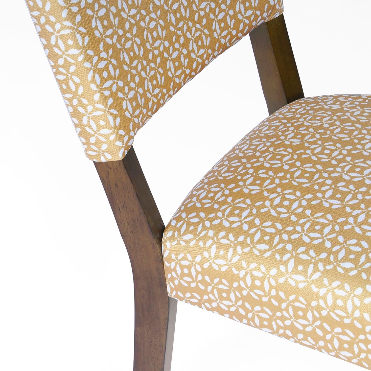 HomePop Decoración del hogar con respaldo abierto, lado de tela, sillas de comedor para cocina y sala de estar, estampado amarillo dorado (juego de