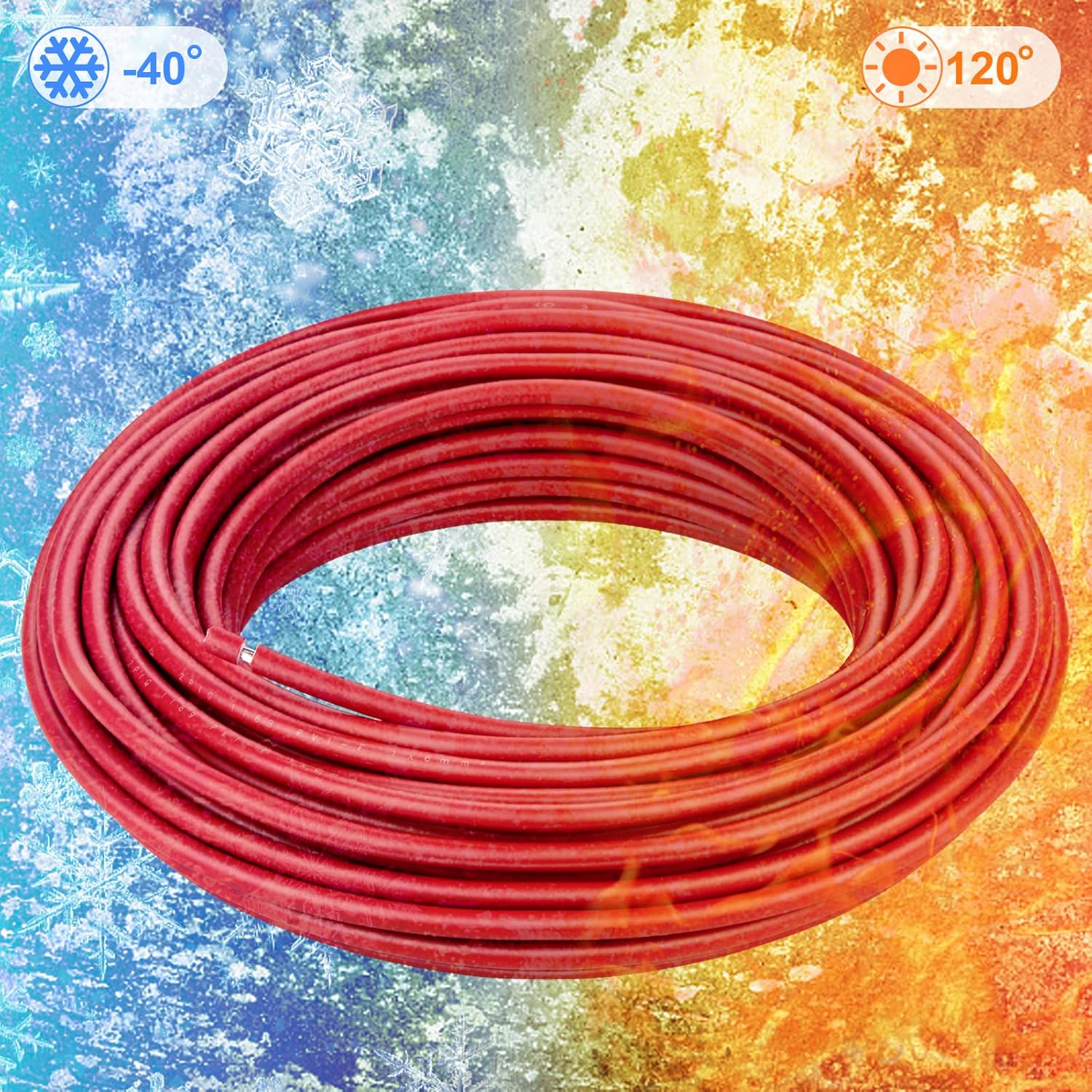 Shirbly Cable de panel solar  Cable de cobre estañado rojo de 50 pies, 8 AWG (10 mm) cable de extensión solar para exteriores, automóvil, RV, barco,