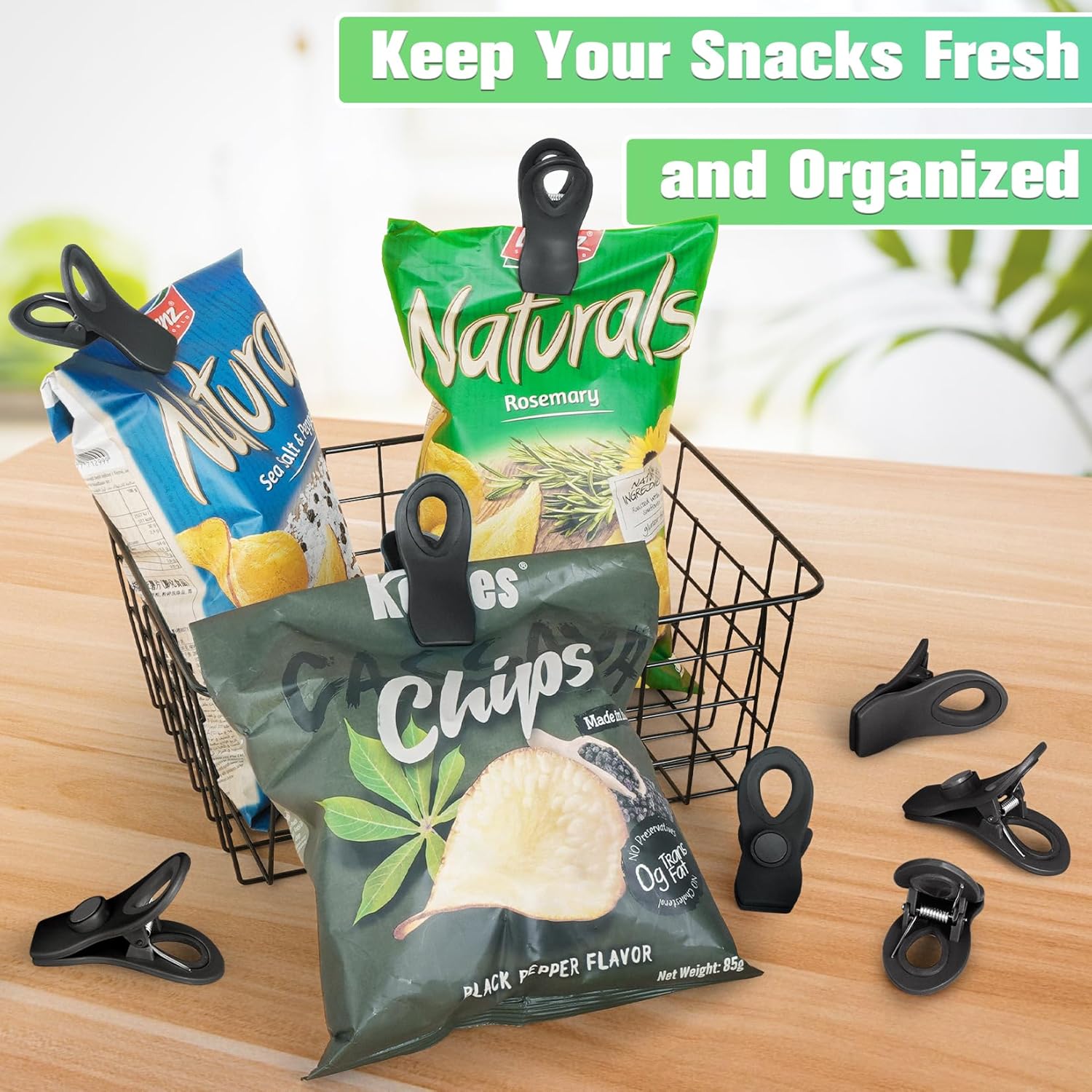 Paquete de 12 clips magnéticos para bolsas de alimentos, clips de cocina con imán para refrigerador, clips de bolsas de plástico para almacenamiento