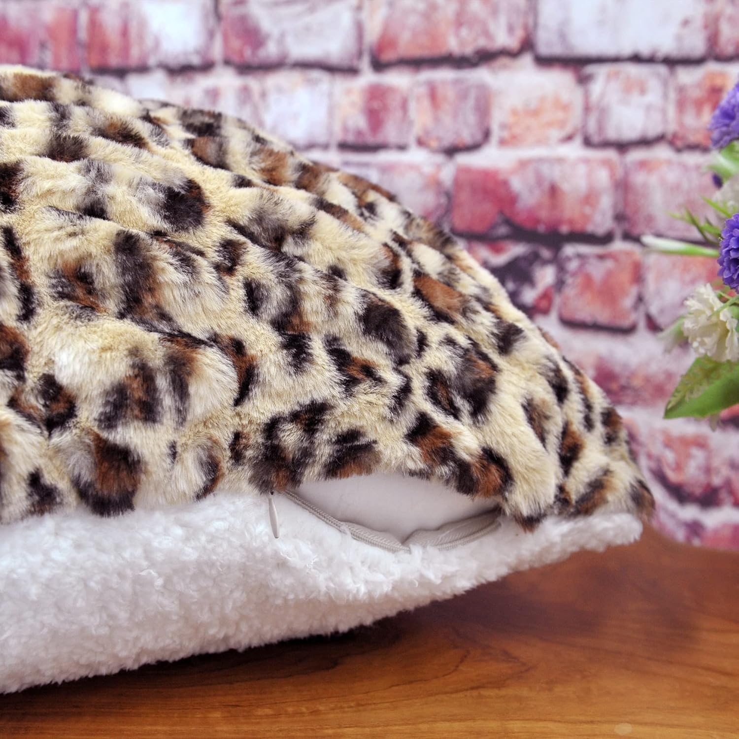 Juego de 2 fundas de almohada de piel sintética de 20 x 20 pulgadas, de felpa de leopardo marrón, peludas, suaves, acogedoras, gruesas, cálidas,