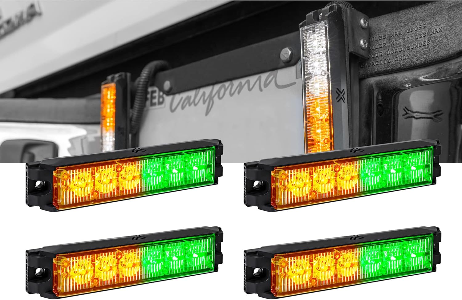 NanoFlare 5.25″ 6W Verde ámbar LED intermitente cabeza de luz estroboscópica clase SAE 1 72 modos de flash múltiples unidades sincronizables Montaje