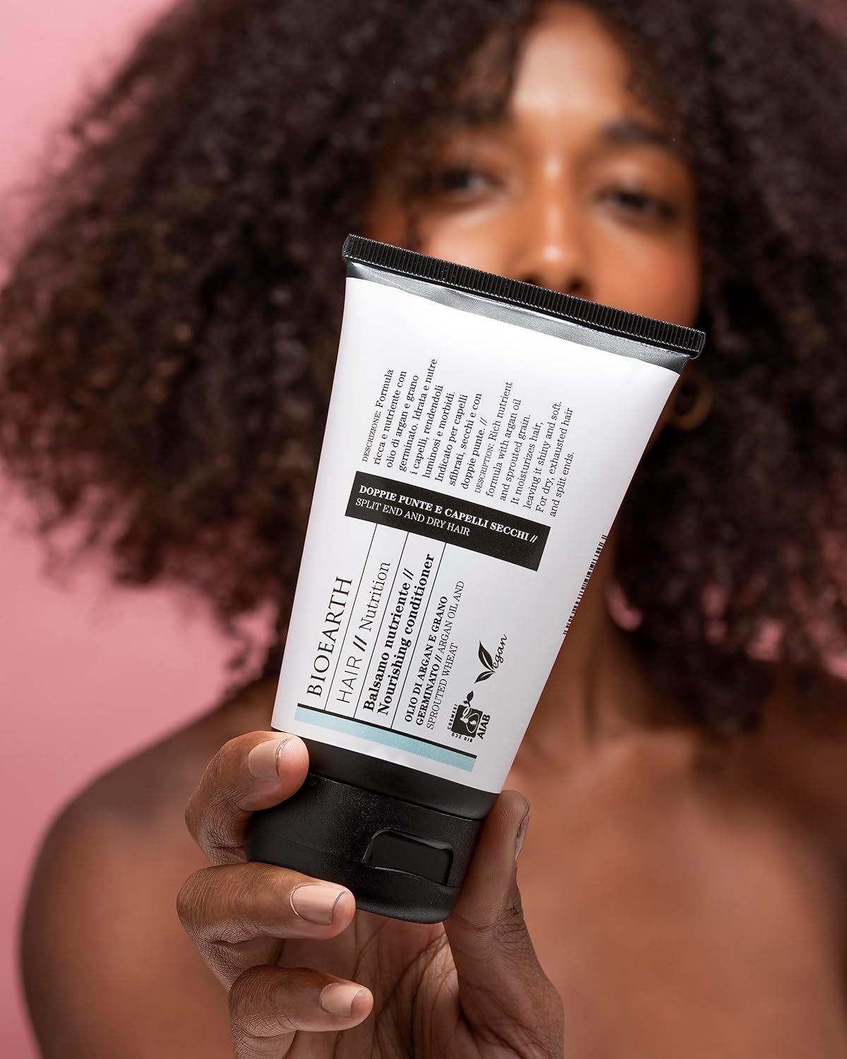 BIOEARTH Acondicionador desenredante para cabello rizado y ondulado, con efecto tonificante y vitalizante, Made in Italy, vegano, certificado AIAB,