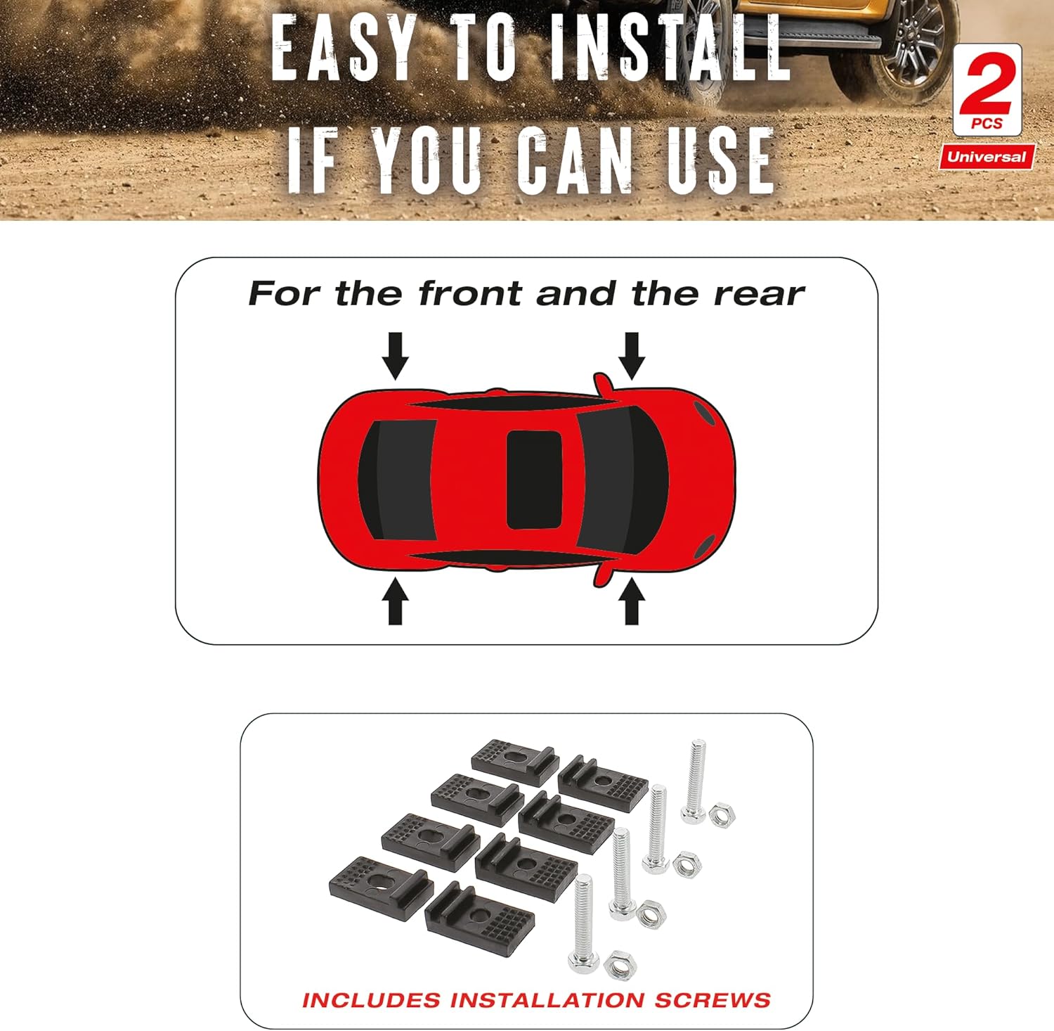 Swiss Drive – Aletas universales para barro, protectores de goma para automóviles, 2 aletas con tornillos de fijación, fáciles de instalar,