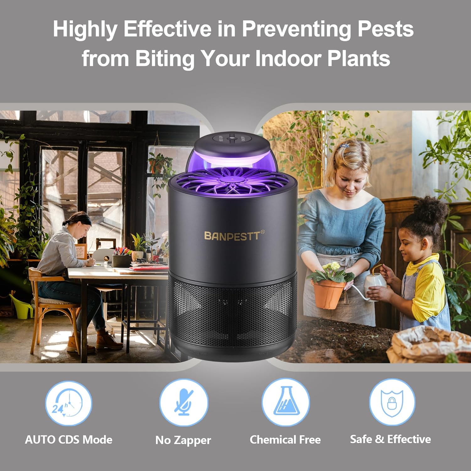 Trampa para moscas de frutas para interiores, trampas para mosquitos para casa, trampa para insectos de interior con succión, función de sensor del
