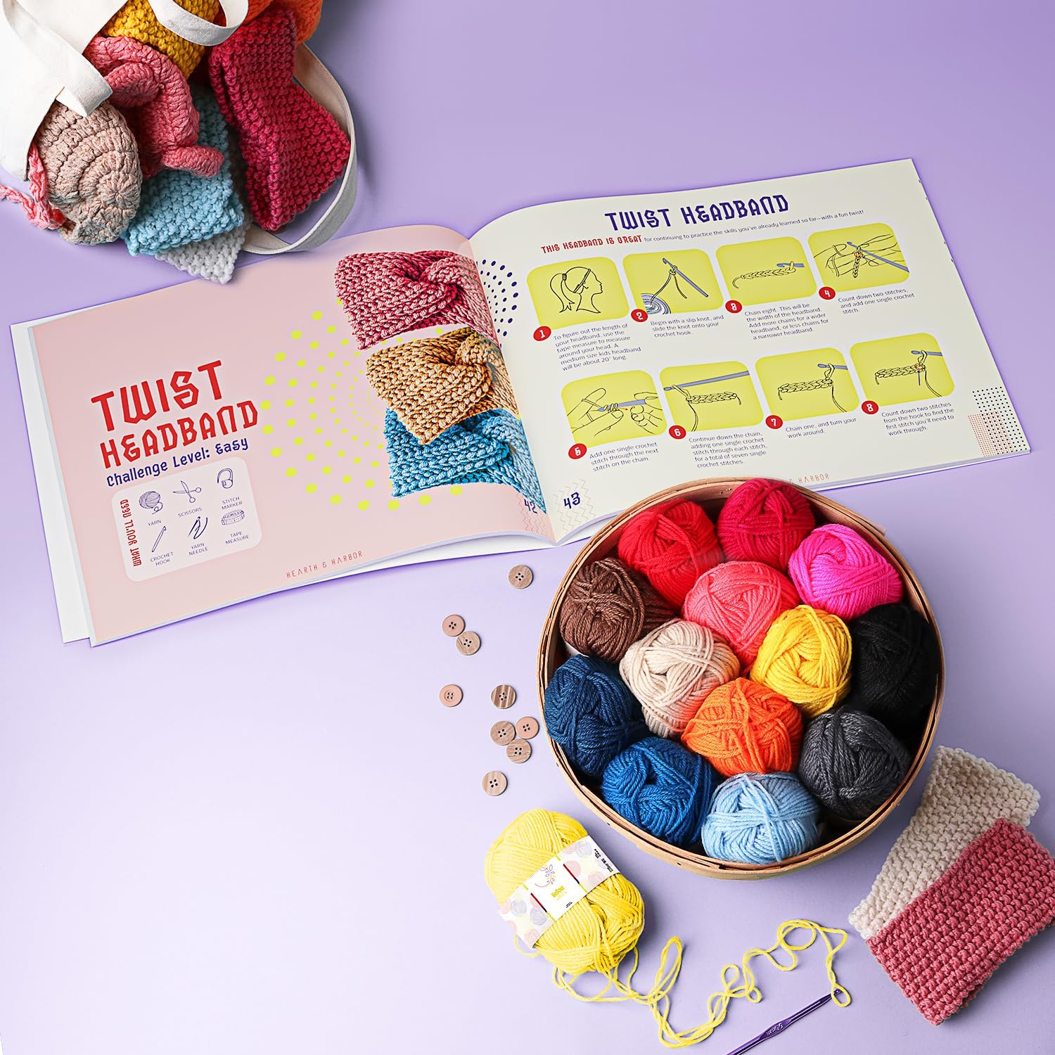 Kit de ganchillo para principiantes y adultos, kit de ganchillo para principiantes para adultos y niños, juego de ganchillo de 80 piezas con guía