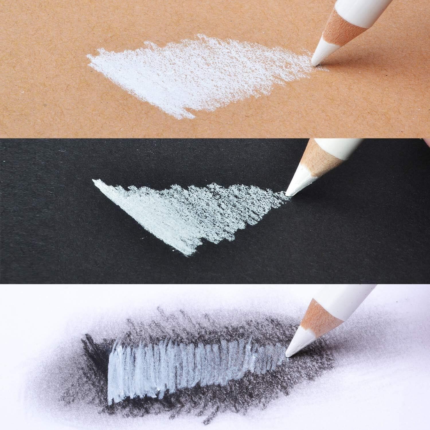 Heshengping 6 lápices de colores al óleo negros, 6 lápices de color blanco al óleo, lápices de colores de madera a base de aceite para artistas