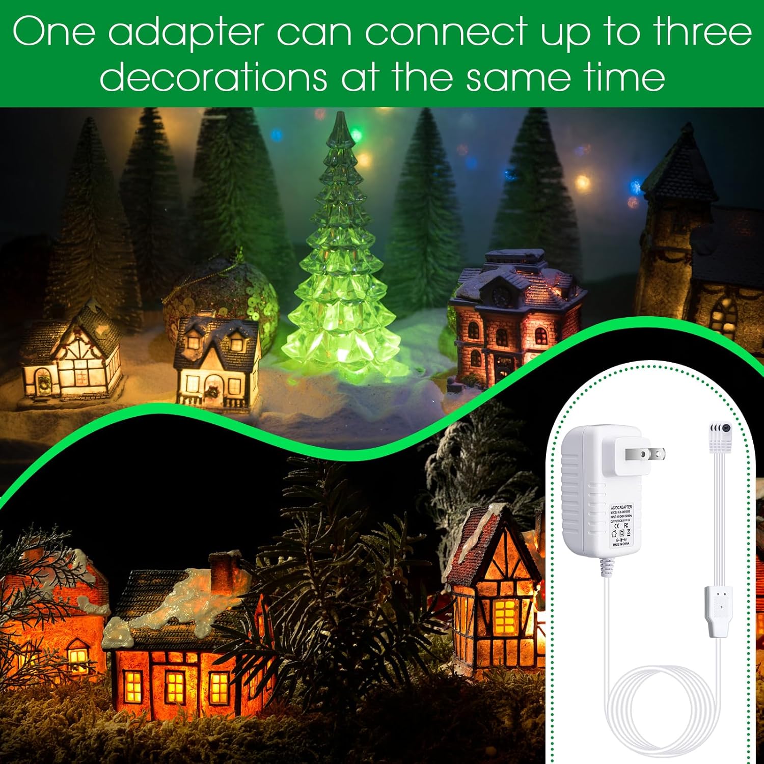 Umigy 2 adaptadores de corriente de 4.5 V compatibles con accesorios iluminados Lemax, adaptador de corriente de CA y CC para Navidad, Halloween,