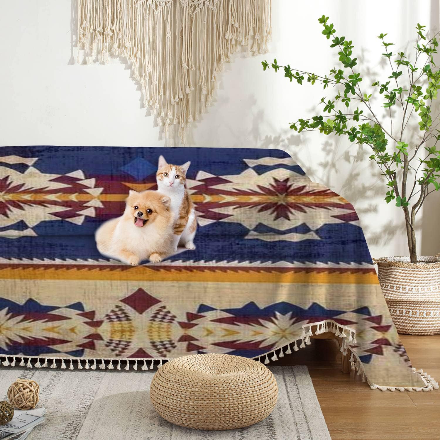 FUIENCFKE Funda de sofá Navajo geométrica sin costuras con estampado étnico nativo americano del suroeste, funda de sofá, toalla, lavable, mantas,