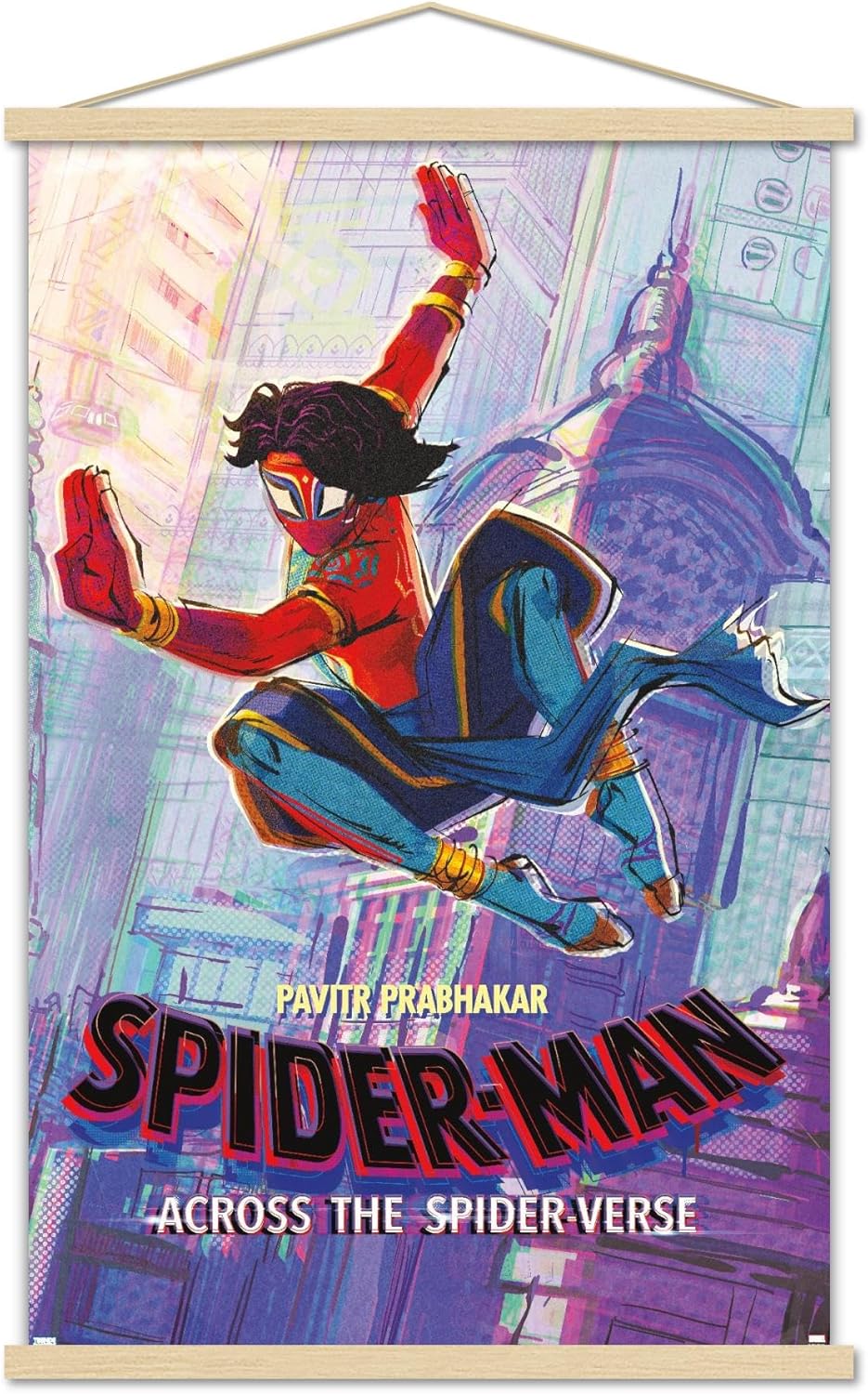 Trends International Marvel Spider-Man Across The Spider-Verse – Pavitr Prabhakar – Póster de pared de una hoja con marco magnético