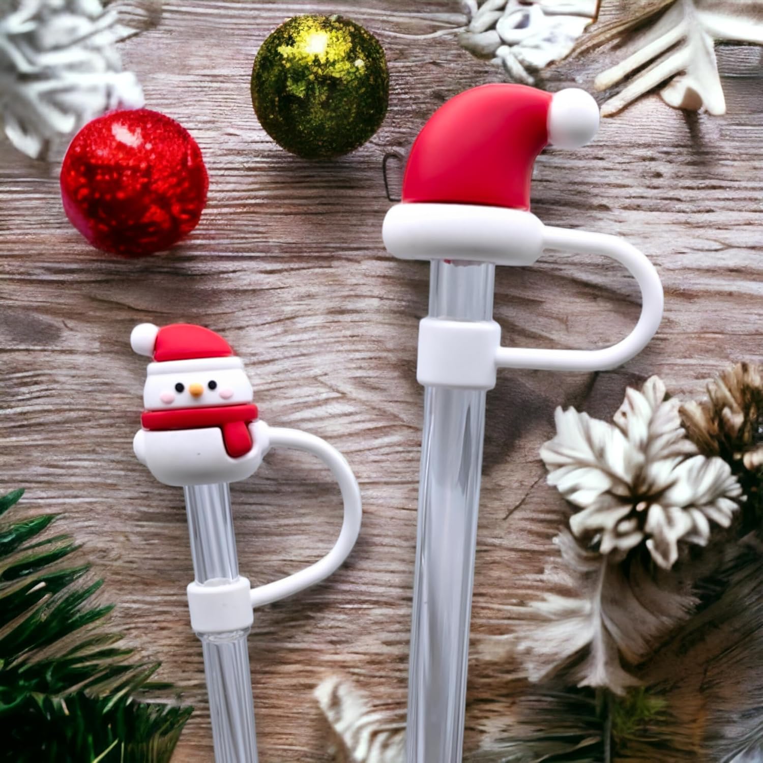 5 fundas de popote de Navidad limitadas para Stanley Cup y Starbucks  2 tamaños de 0.315 in y 0.394 in de silicona para vasos, lindo tapón de popote