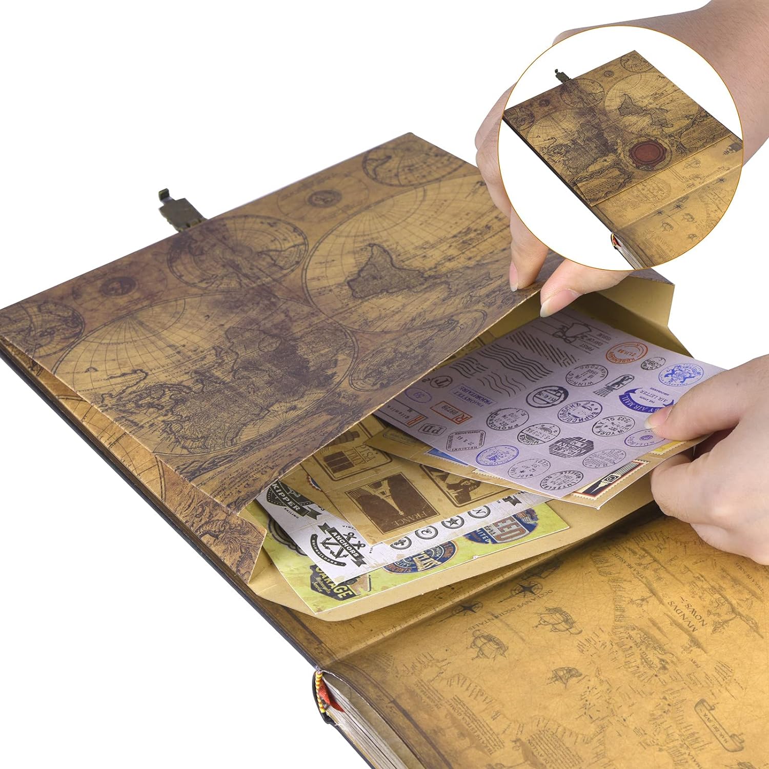 Libro de aventuras, libro de recortes, diario de viaje, libro de fotos con tapa de letras en relieve, álbum de fotos grande hecho a mano para