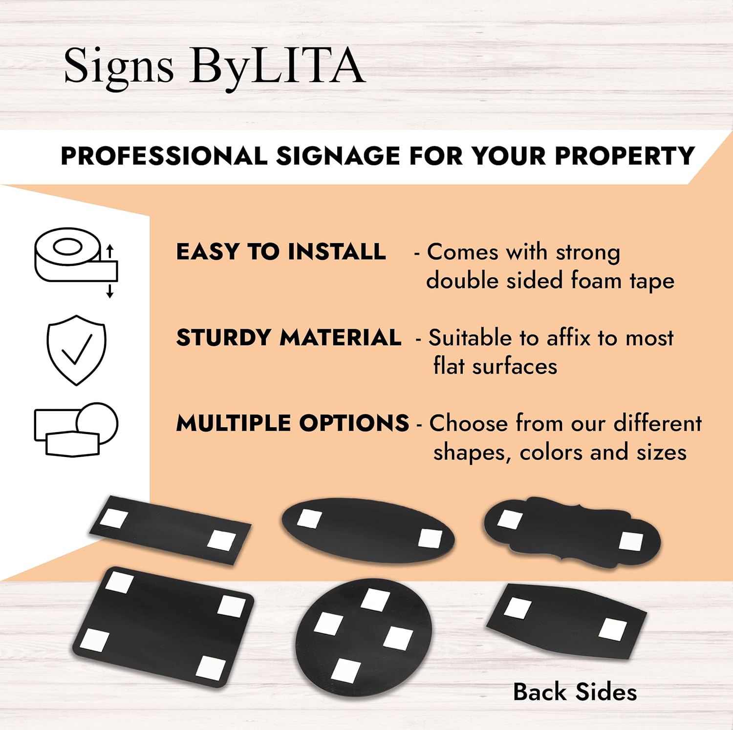 Signs ByLITA Designer Please Use – Puerta trasera (negro) – Pequeño, 1 paquete
