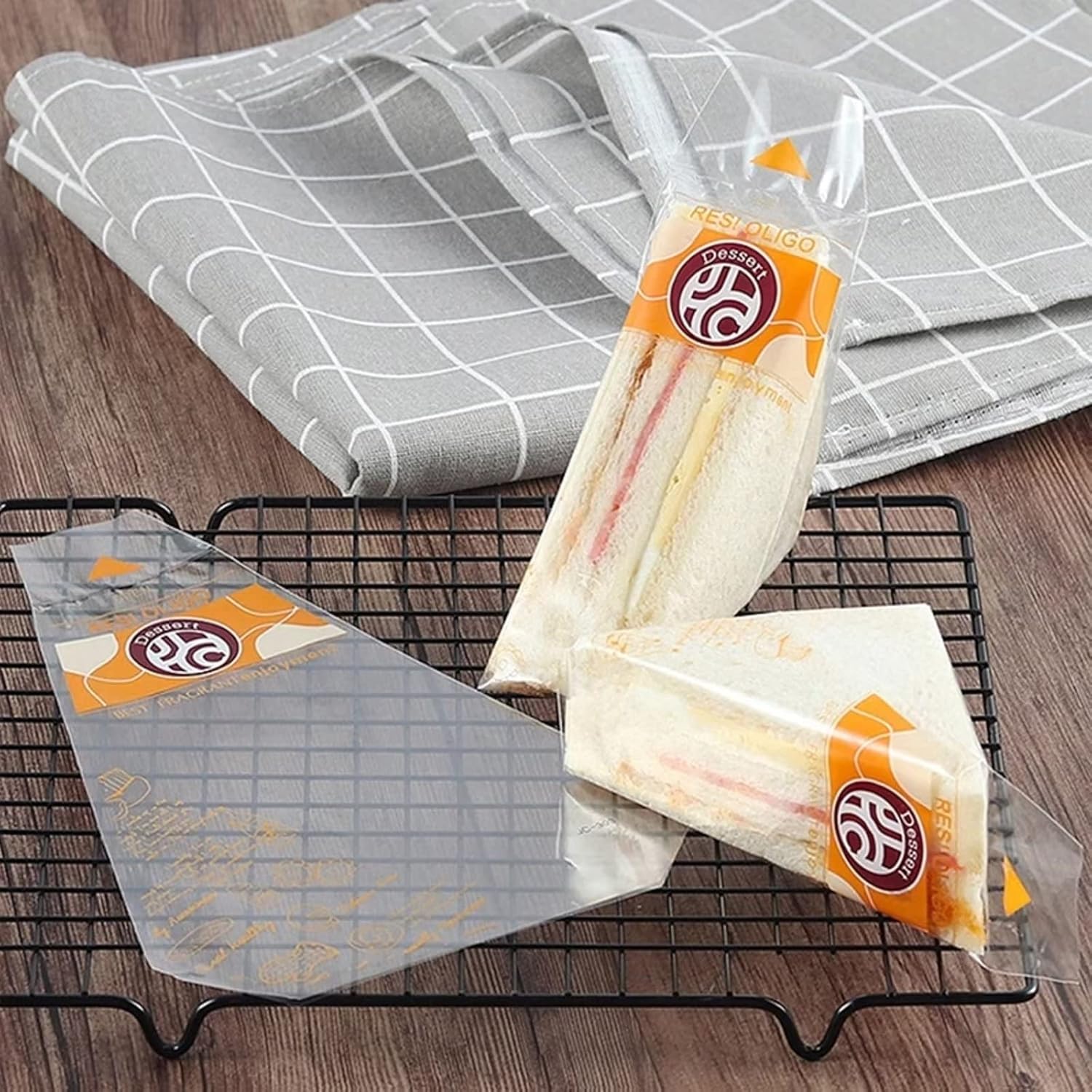 200 envoltorios de plástico para sándwiches, contenedores desechables transparentes para sándwich, caja de cuña, embalaje triangular para panadería,