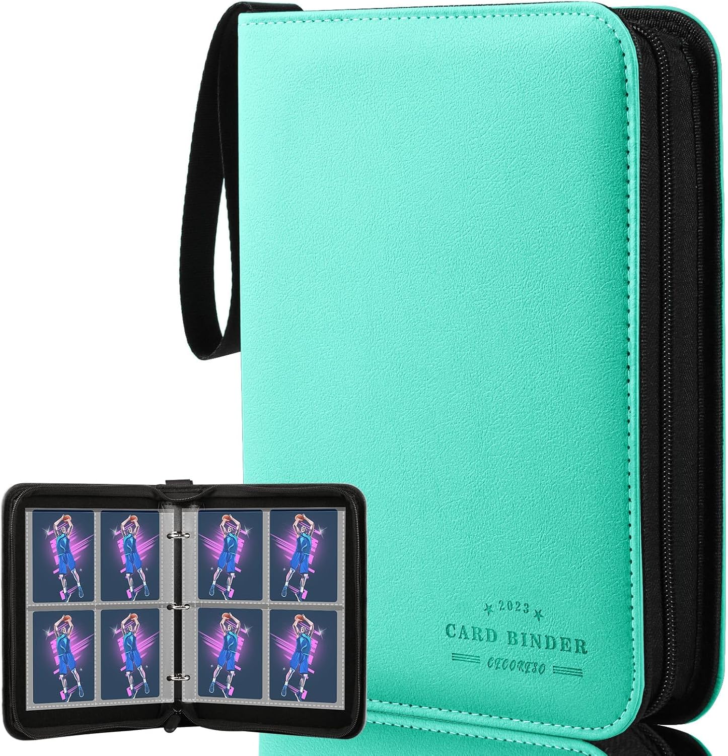 CECOKESO Carpeta de tarjetas de béisbol, carpeta de accesorios para tarjetas coleccionables de 4 bolsillos, carpeta de tarjetas deportivas de 400