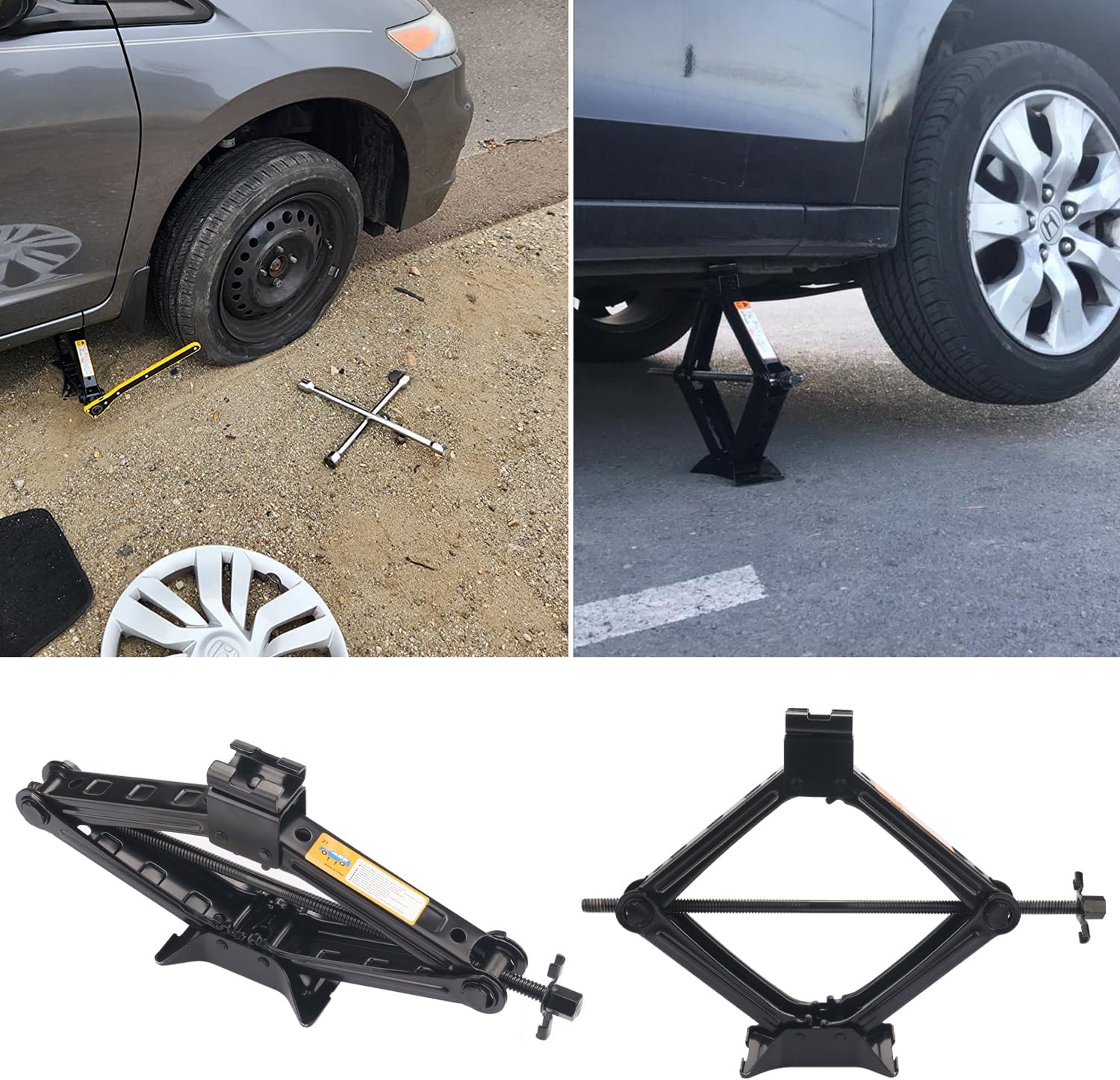 Gato de tijera de 2 toneladas para automóvil, con manivela de mano herramienta de reparación portátil resistente al óxido para automóvil, SUV,