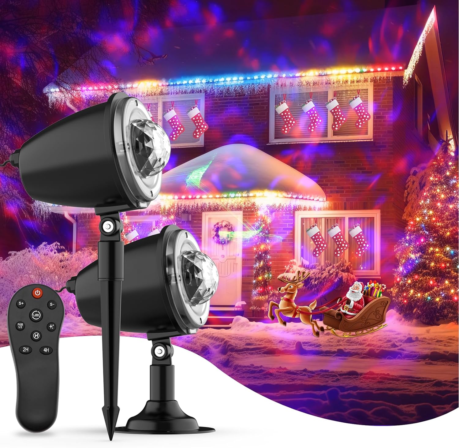 Proyector de luces de Navidad al aire libre, foco de vacaciones Aurora con RC, luz LED de paisaje para árbol de Navidad, fiesta, decoración de jardín