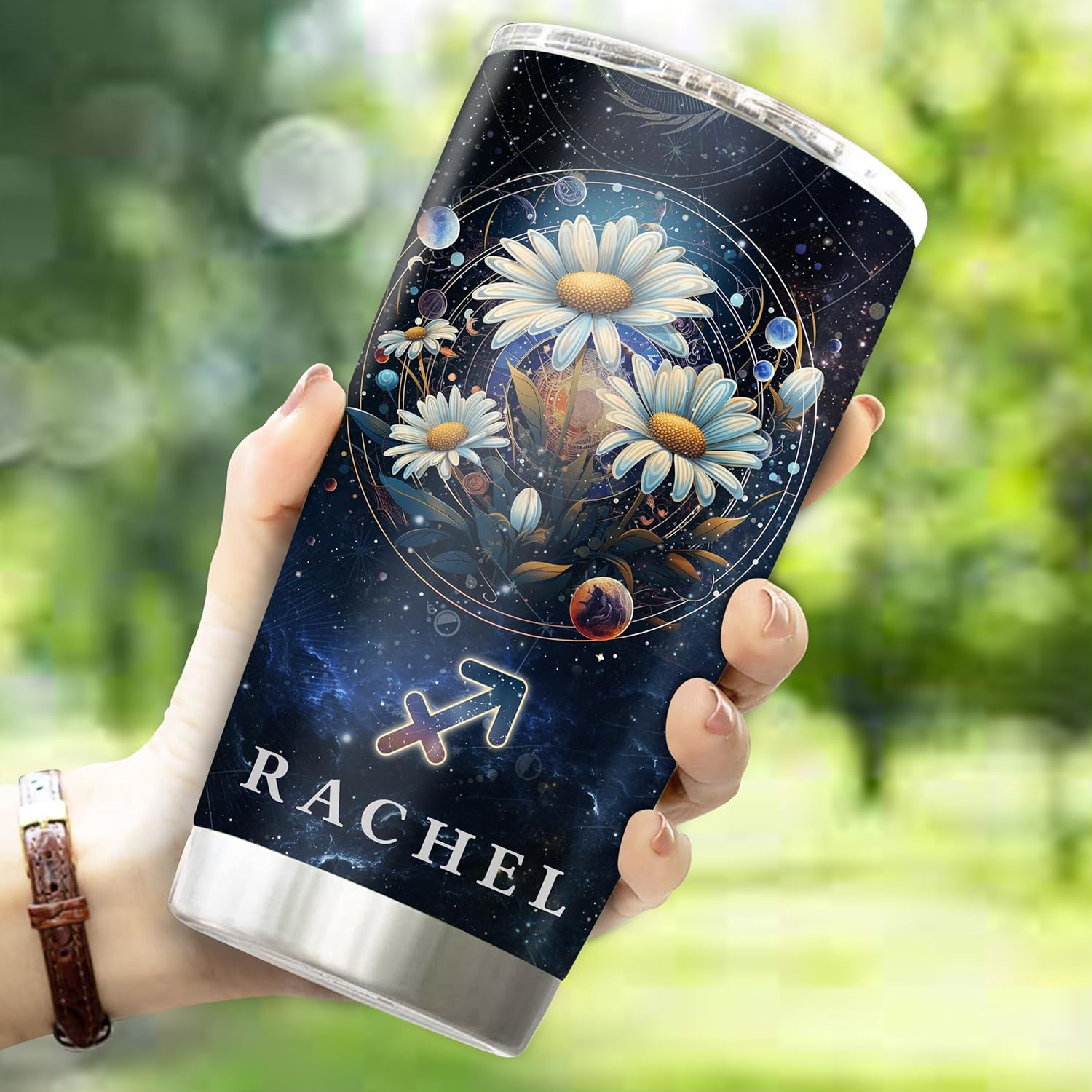 Regalos personalizados del zodiaco Sagitario para mujeres, vaso de café aislado de acero inoxidable de 20 onzas con tapa, constelación, astrología,