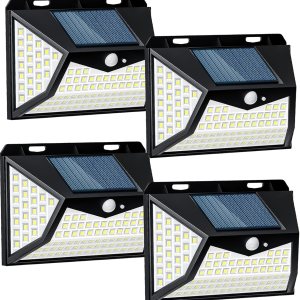 SUNNER THINKEN Luces solares para exteriores, inalámbricas, con sensor de movimiento, IP65, impermeables, 270, gran angular, 3 modos, 118 LED, para SUNNER THINKEN Luces solares para exteriores, inalámbricas, con sensor de movimiento, IP65, impermeables, 270, gran angular, 3 modos, 118 LED, para