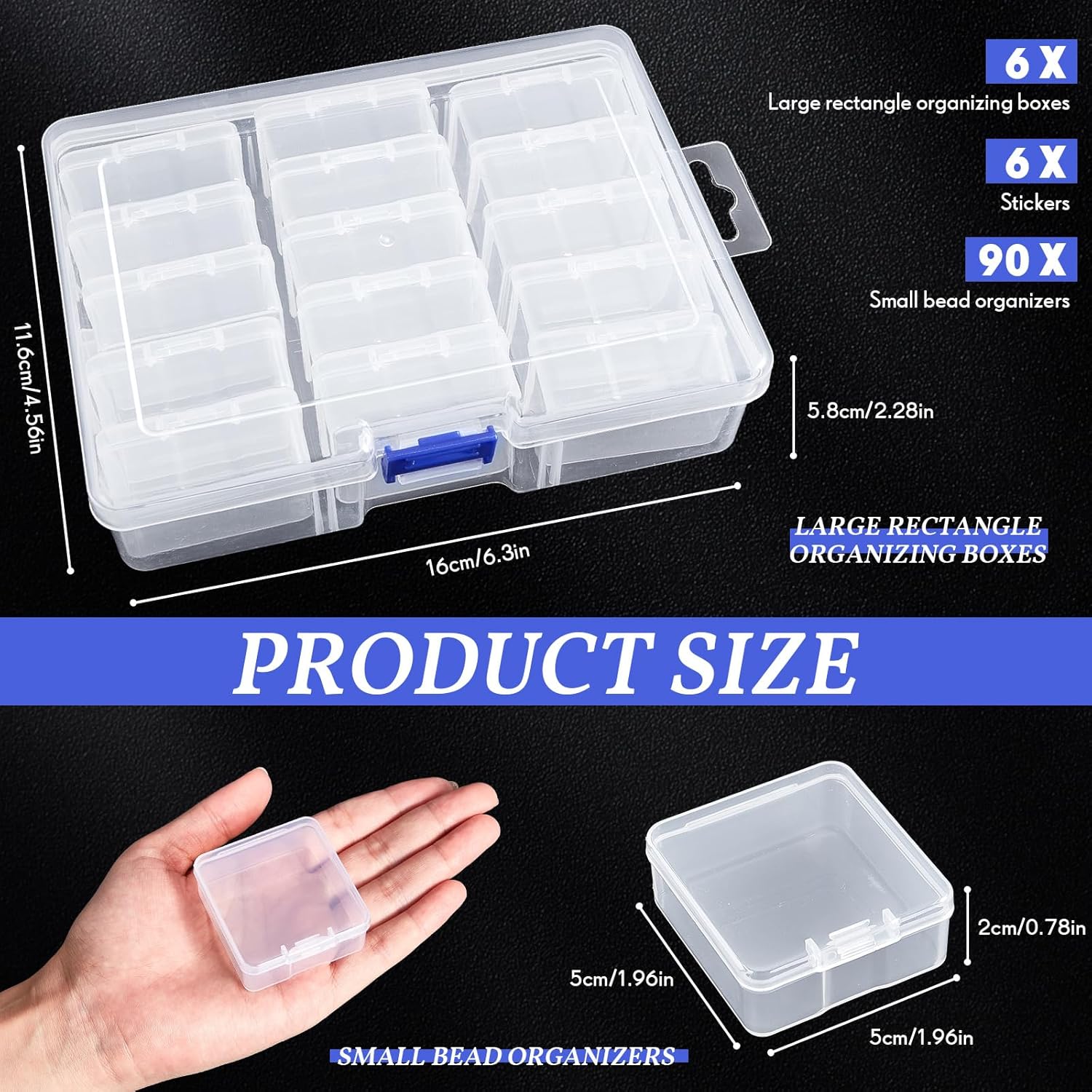 Sliner 96 cajas organizadoras de cuentas, contenedores de almacenamiento de cuentas, organizadores de manualidades y cajas de almacenamiento de