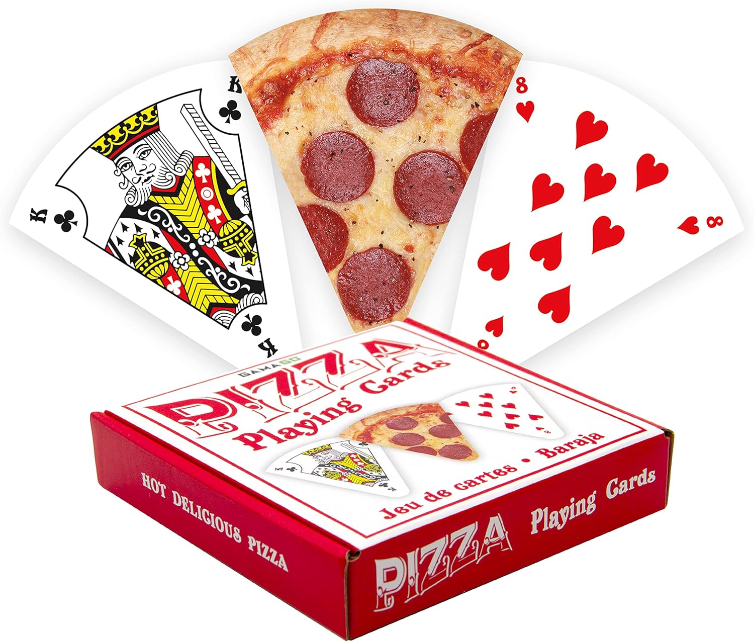 GAMAGO Pizza Playing Cards – Baraja de cartas en forma de pizza para jugar tus juegos de cartas favoritos