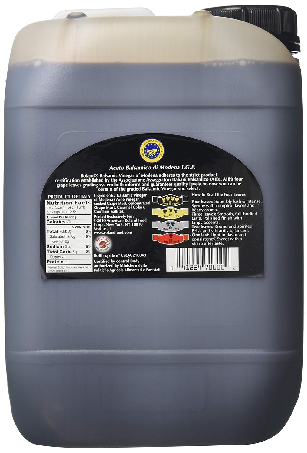 Roland Premium Modena – Vinagre balsámico de 1 galón, envase de 1 galón