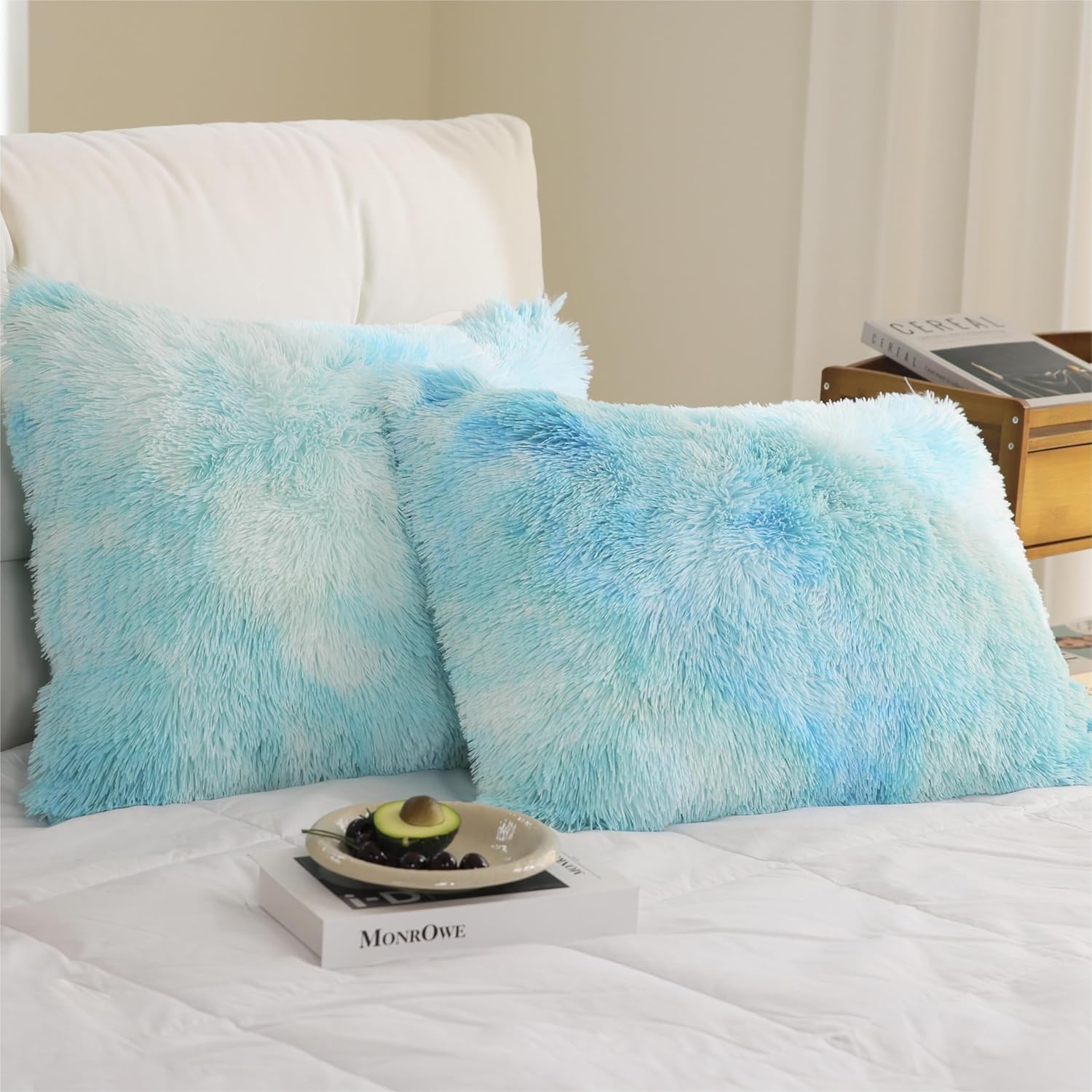 Syalife Juego de ropa de cama de felpa esponjosa, juego de edredón suave y lanudo tamaño Queen, juego de funda de edredón de pelo sintético teñido