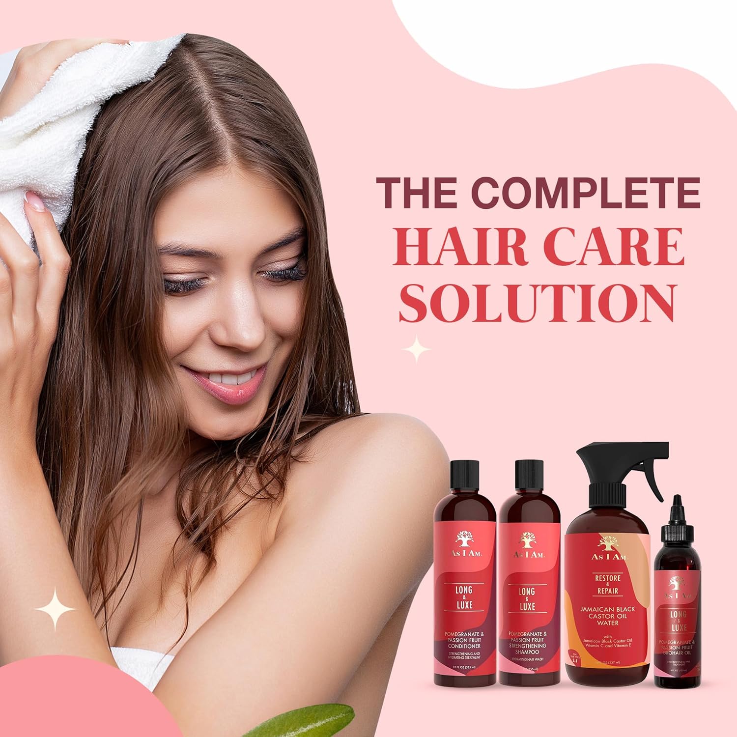 Juego de champú y acondicionador Gro Hair Oil y aceite de ricino negro jamaicano productos para el cabello para mujeres, 4 paquetes incluye