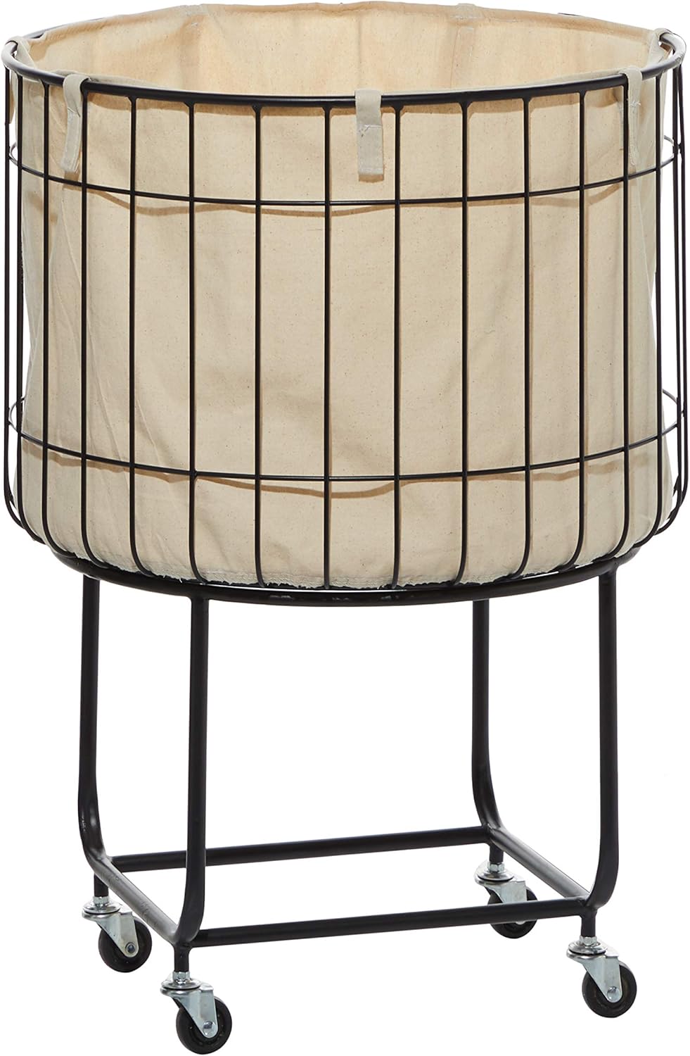 Deco 79 Carrito de almacenamiento redondo de metal con ruedas, 19 x 19 x 26 pulgadas, negro