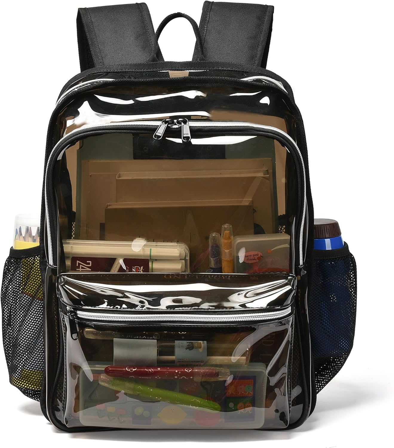 Clear Backpack,Clear Backpacks for School Heavy Duty See Through Bookbag Waterproof Backpack for Men Women,Clear Black
