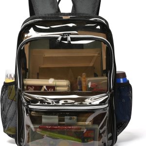 Clear Backpack,Clear Backpacks for School Heavy Duty See Through Bookbag Waterproof Backpack for Men Women,Clear Black Clear Backpack,Clear Backpacks for School Heavy Duty See Through Bookbag Waterproof Backpack for Men Women,Clear Black