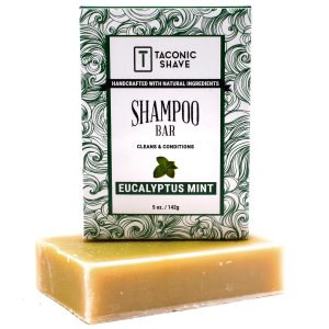Taconic Shave, Barra de champú natural de eucalipto y menta, hecha a mano en los Estados Unidos, 5.0 onzas, deja el cabello limpio, suave y Taconic Shave, Barra de champú natural de eucalipto y menta, hecha a mano en los Estados Unidos, 5.0 onzas, deja el cabello limpio, suave y