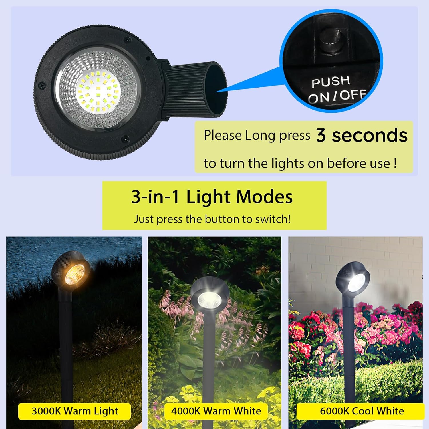 GULADUS Luces solares de camino de 300 lúmenes, 32 LED con 3 modos de luz regulables, hasta 12 horas de luz solar negra para paisaje, patio, camino,