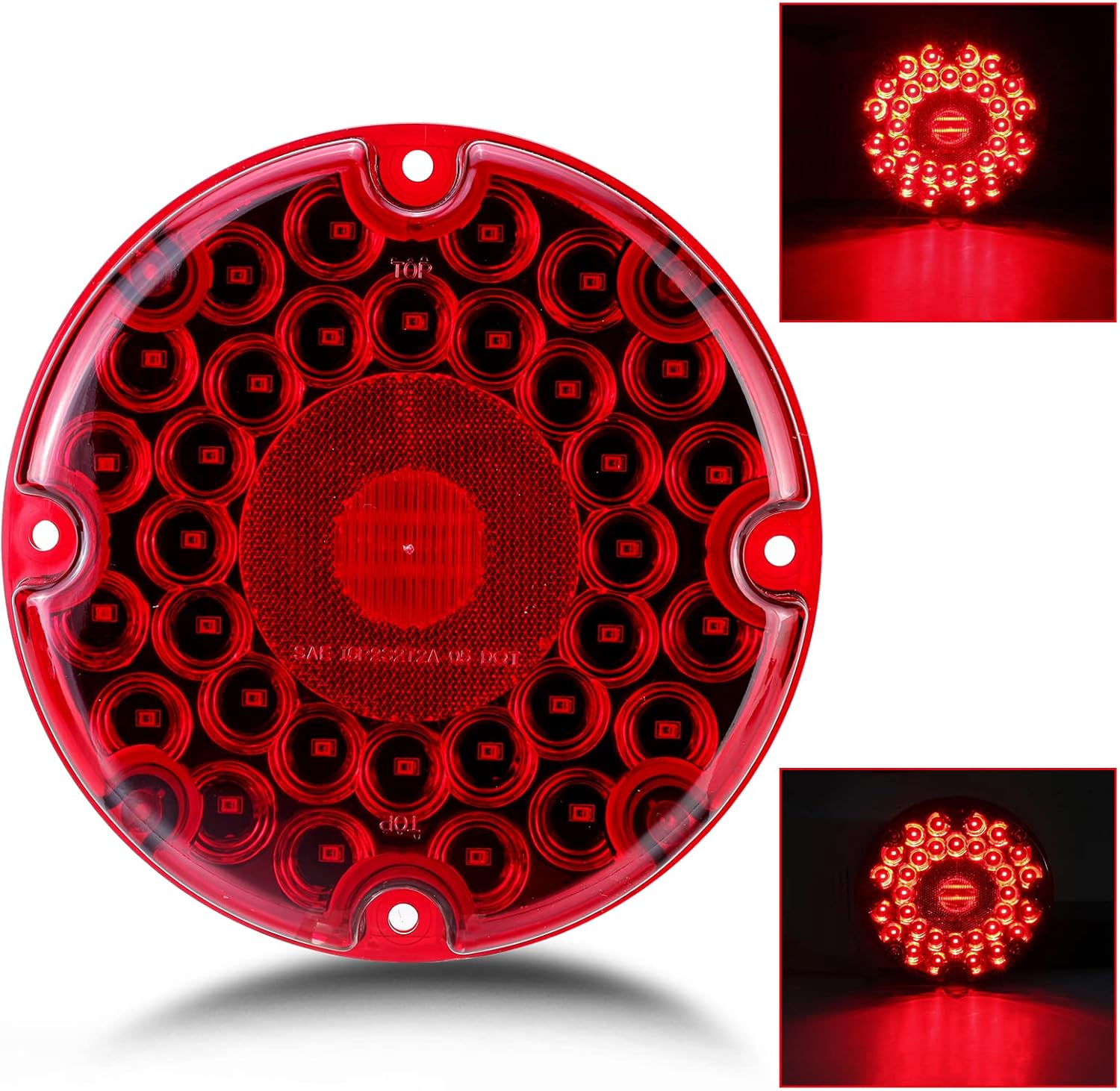 LIMICAR Luces de remolque redondas de 7 pulgadas, 36 luces LED rojas de tránsito, kit de luces LED para remolque, luz trasera de freno y giro con