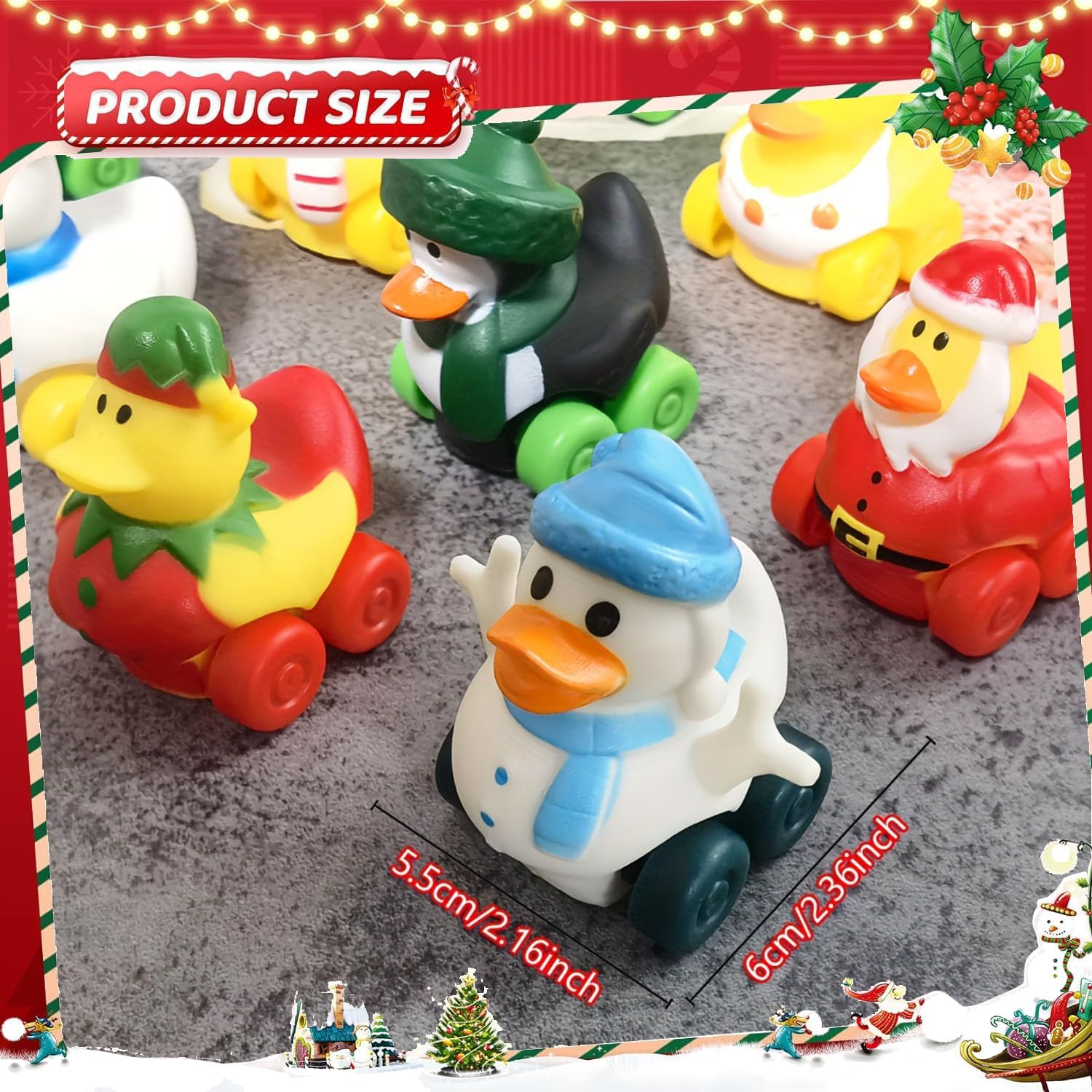 Cherislpy 12 piezas de autos de goma de Navidad de juguete de baño suaves para bebés, niños, niñas, niños, regalos de cumpleaños, recuerdos de