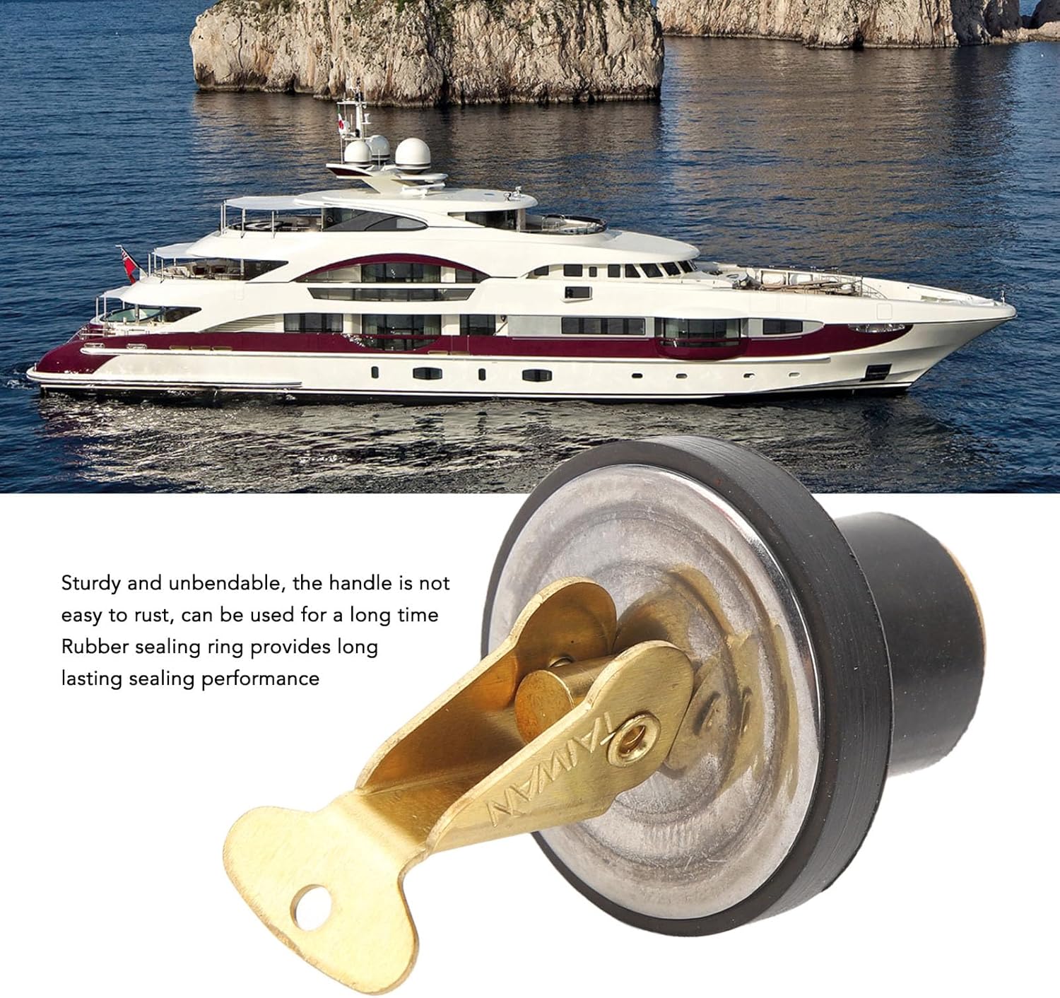 Tapón de drenaje de latón para barco marino, kit de tapón de drenaje para garboard de barco de 58 pulgadas, 34 pulgadas, tapón de drenaje con mango