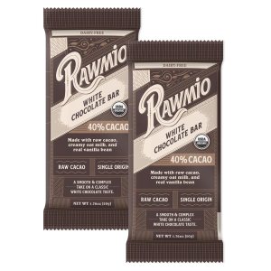 Rawmio Barra de chocolate blanco premium, orgánico, crudo, sin gluten, 40% cacao, paquete de 2, 1.76 onzas Rawmio Barra de chocolate blanco premium, orgánico, crudo, sin gluten, 40% cacao, paquete de 2, 1.76 onzas