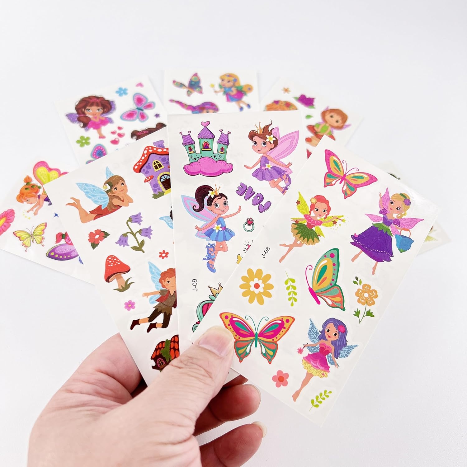 10 hojas de tatuajes temporales de dibujos animados para niños y niñas, suministros de recuerdo de fiesta, relleno de bolsas de golosinas (tatuajes