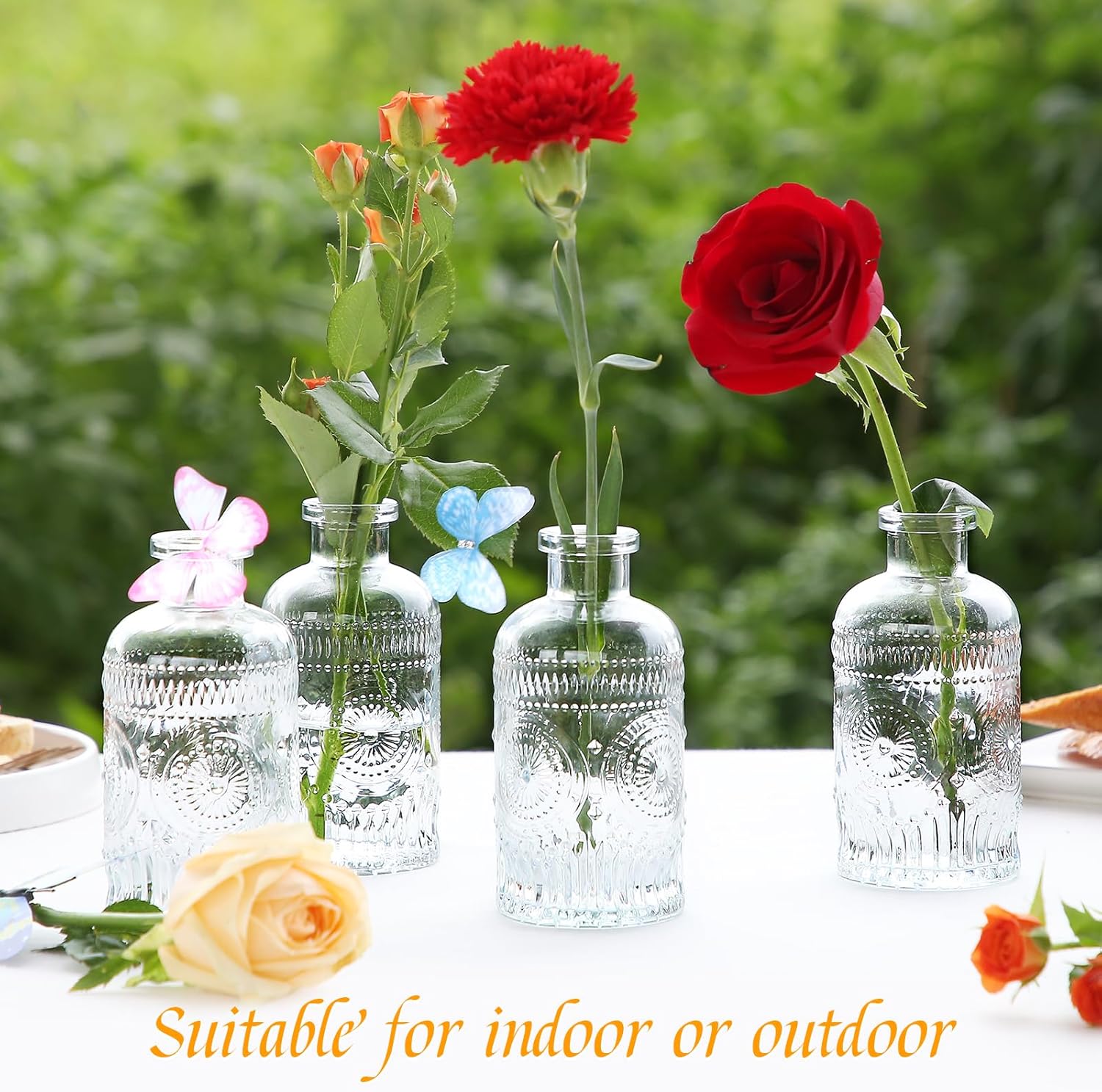 Jarrones de cristal a granel, pequeños jarrones de vidrio para flores como centros de mesa de boda para mesas, jarrones de flores transparentes