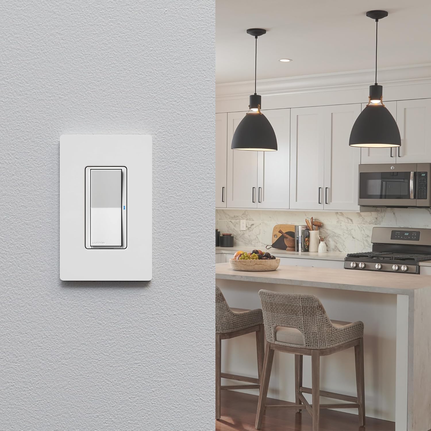 Lutron Claro – Kit de interruptor inteligente de 3 vías con control remoto Pico Paddle y etiquetas adhesivas de alambre, funciona con Alexa, Apple