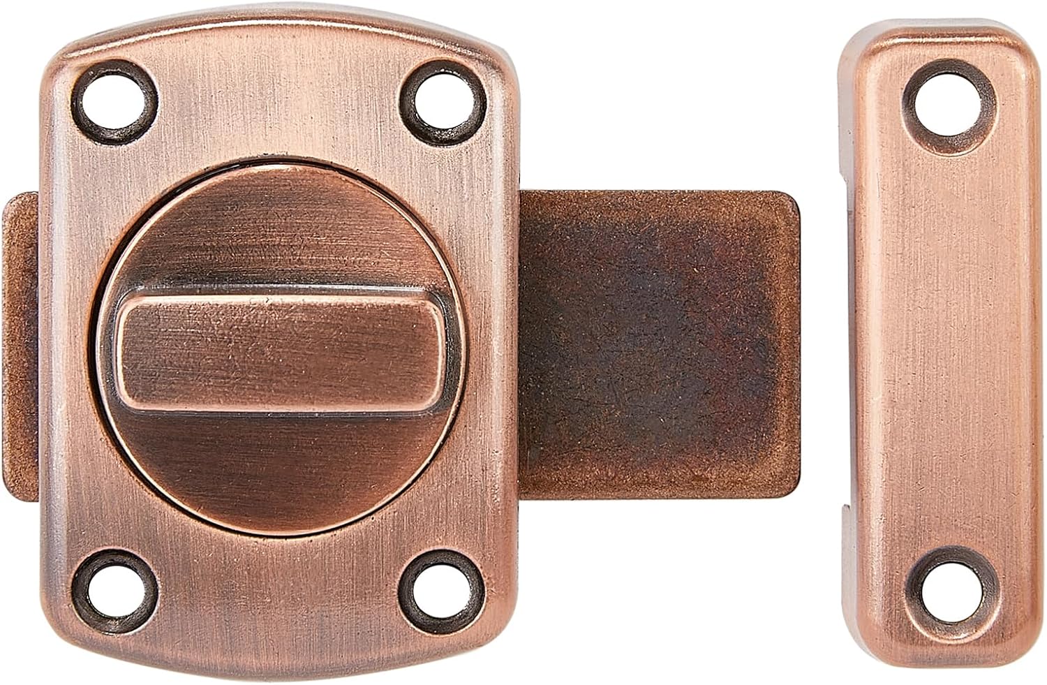 Paquete de 2 pestillos de cerrojo giratorio para puerta de seguridad, cerradura de puerta para mascotas, muebles de gabinete, ventanas, baño,