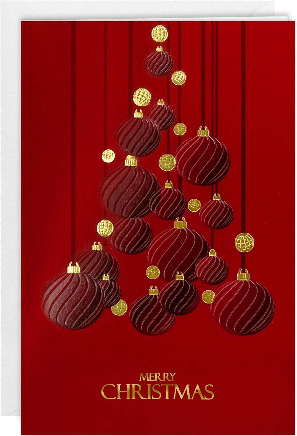 16 tarjetas de felicitación de Navidad con lámina dorada y relieve con sobres, color rojo oscuro, tarjetas de Navidad de 6.75 x 4.5 pulgadas con