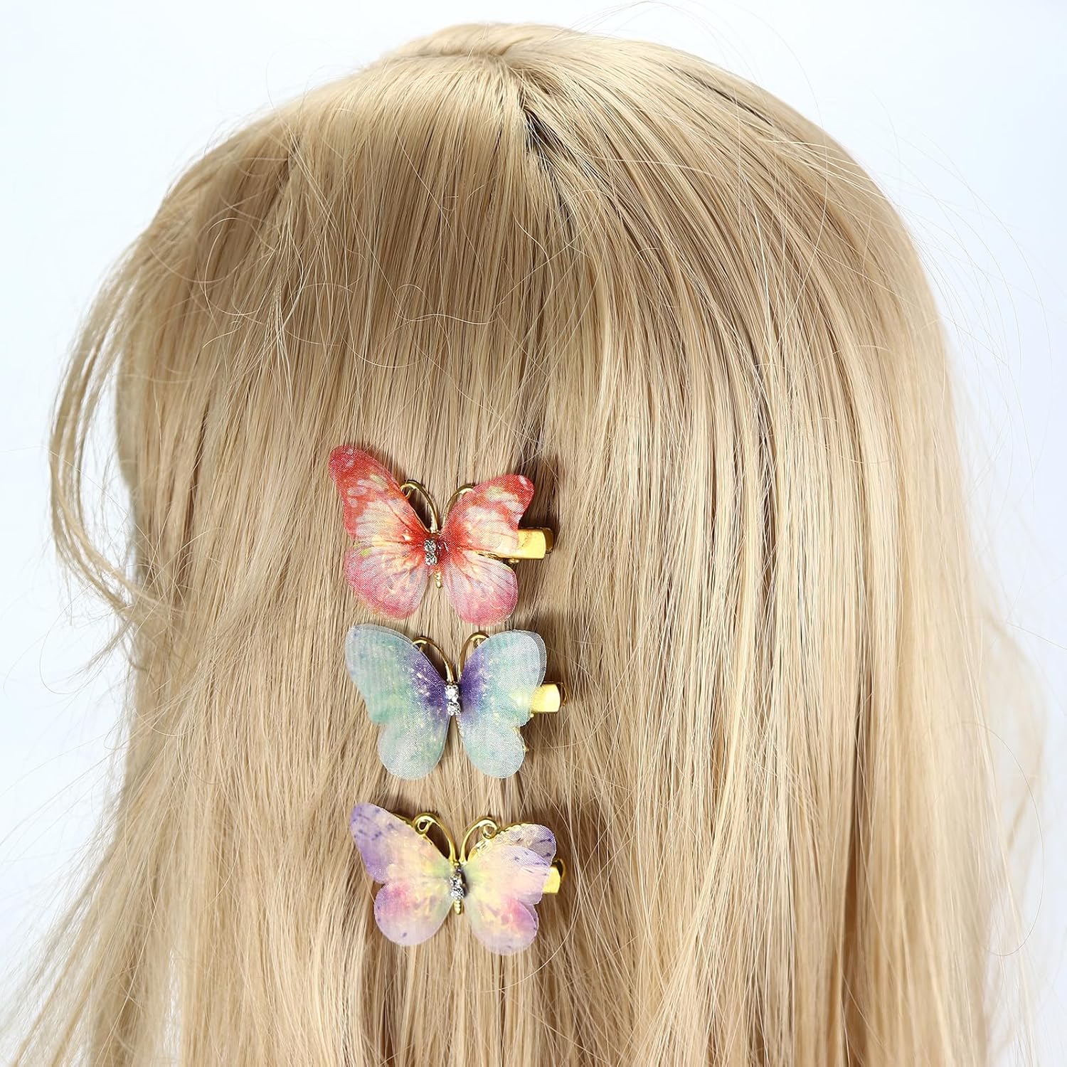 12 pinzas decorativas de mariposa para el cabello para adolescentes, accesorios para el cabello de niñas hechas a mano para cabello fino, pequeñas